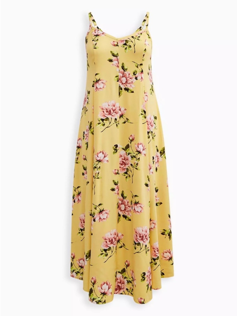 Torrid Rose Print Yellow Sleeveless Maxi Dress Size 6